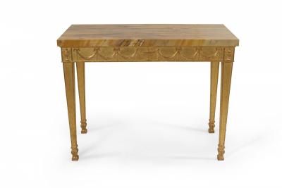 Pair of English Adam Neoclassic Style Giltwood and Marble Console Tables