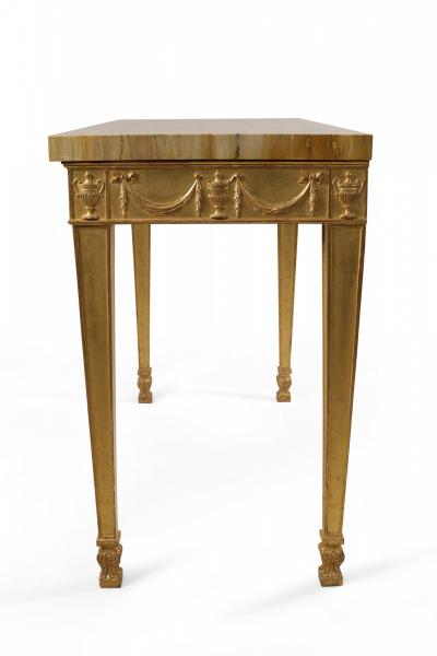 Pair of English Adam Neoclassic Style Giltwood and Marble Console Tables