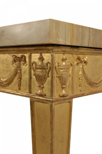 Pair of English Adam Neoclassic Style Giltwood and Marble Console Tables