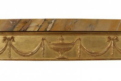 Pair of English Adam Neoclassic Style Giltwood and Marble Console Tables