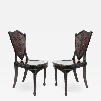 Pair of English Adam Shield Back Side Chairs