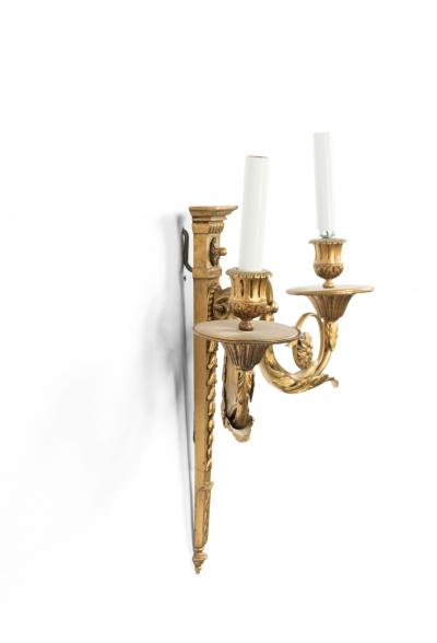 Pair of English Adam Style Bronze Dore Wall Sconces