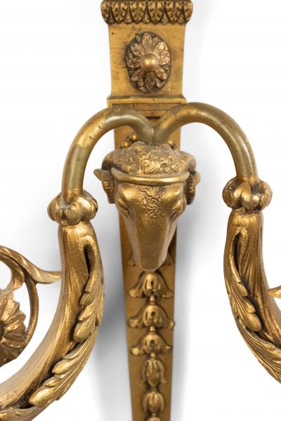 Pair of English Adam Style Bronze Dore Wall Sconces