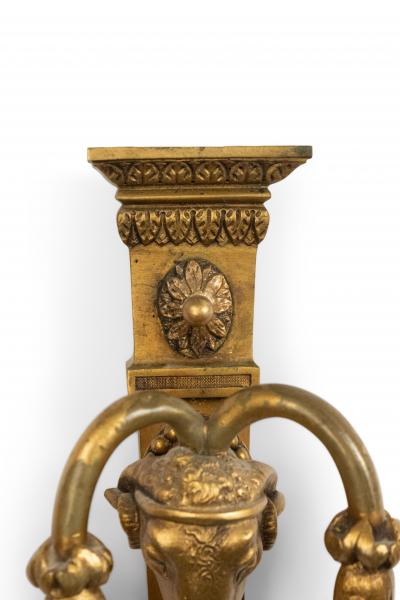 Pair of English Adam Style Bronze Dore Wall Sconces