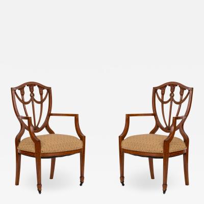 Pair of English Adam Style Shield Back Chairs