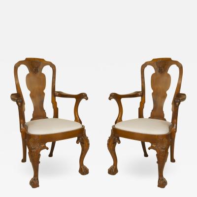 Pair of English Anglo Indian Padouk Arm Chairs