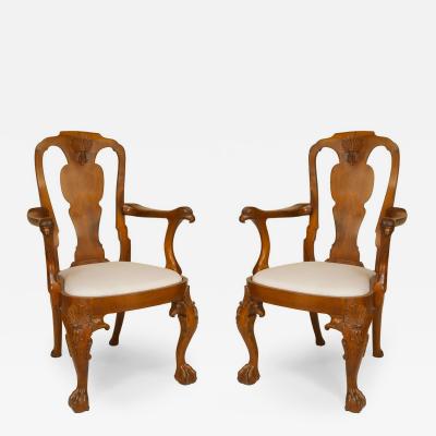 Pair of English Anglo Indian Padouk Armchairs