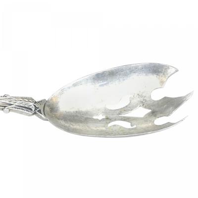 Pair of English Arts Crafts Egyptian Revival Silver Spoons