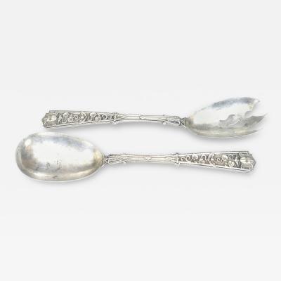 Pair of English Arts Crafts Egyptian Revival Silver Spoons