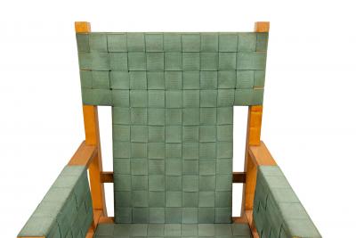 Pair of English Arts Crafts Green Arm Chairs