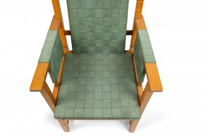 Pair of English Arts Crafts Green Arm Chairs