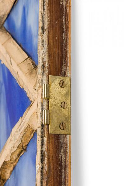 Pair of English Arts Crafts Stained Glass and Wood Doors