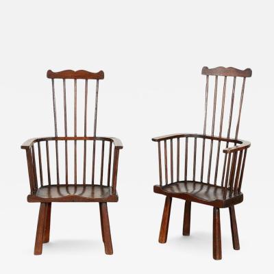 Pair of English Arts Crafts Windsor Armchairs c 1900