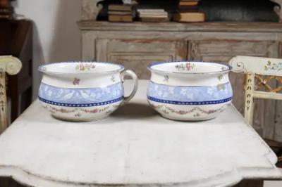 Pair of English Booths Blue and White China Bowls Produced for Harrods in London