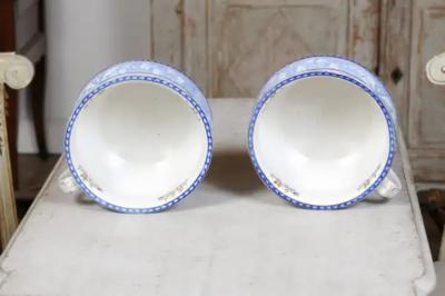 Pair of English Booths Blue and White China Bowls Produced for Harrods in London
