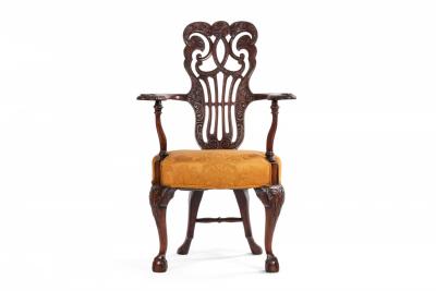 Pair of English Chippendale Mahogany Arm Chairs