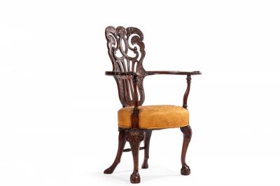 Pair of English Chippendale Mahogany Arm Chairs