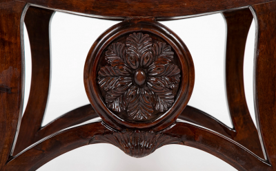 Pair of English Chippendale Style Mahogany Saddle Seat Scroll Leg Stools