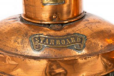 Pair of English Copper Ship s Starboard Port Ships Lanterns
