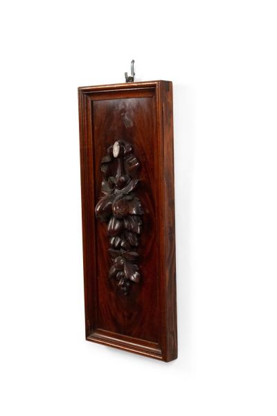 Pair of English Country Mahogany Carved Floral Wall Plaques