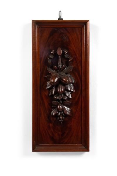 Pair of English Country Mahogany Carved Floral Wall Plaques