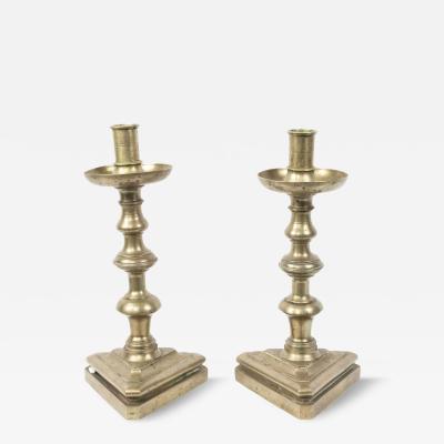 Pair of English Country Pewter Candlesticks