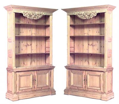 Pair of English Country Stripped Pine Bookcases