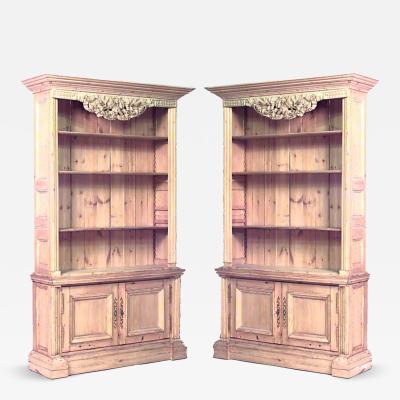 Pair of English Country Stripped Pine Bookcases