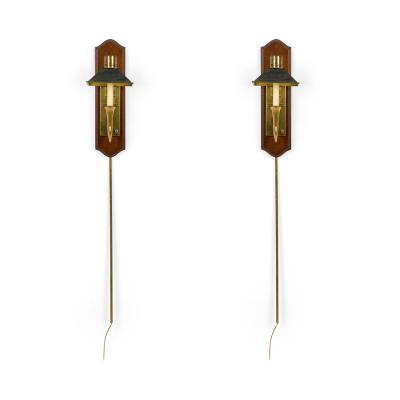 Pair of English Country Style Tole and Brass Mounted Sconces