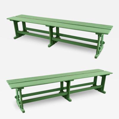 Pair of English Double Wide Garden Benches