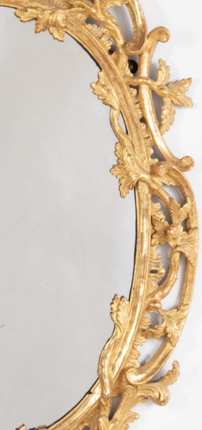 Pair of English George II Period Oval Gilt Mirrors