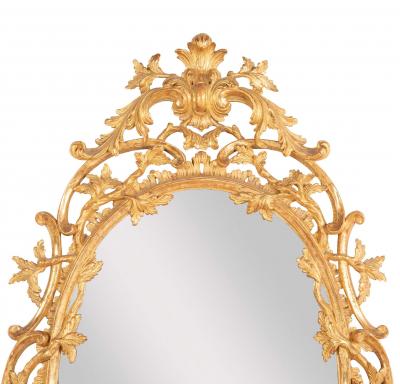 Pair of English George II Period Oval Gilt Mirrors