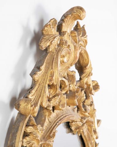 Pair of English George II Period Oval Gilt Mirrors