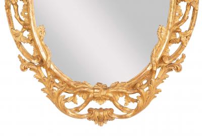 Pair of English George II Period Oval Gilt Mirrors