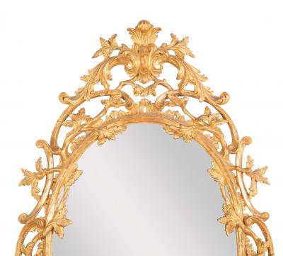Pair of English George II Period Oval Gilt Mirrors
