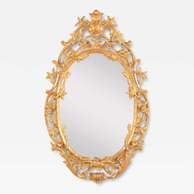 Pair of English George II Period Oval Gilt Mirrors