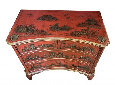 Pair of English George II Style Red Japanned Chests