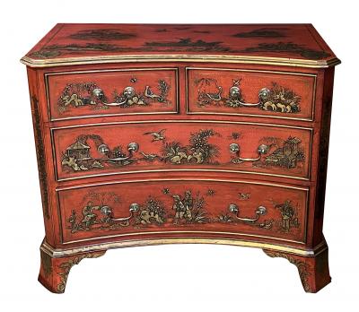 Pair of English George II Style Red Japanned Chests