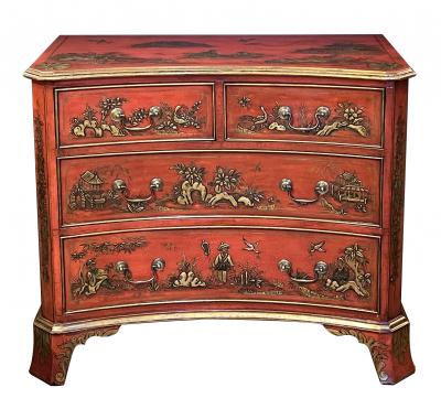 Pair of English George II Style Red Japanned Chests
