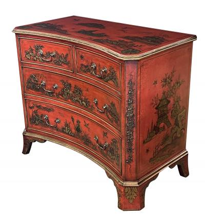 Pair of English George II Style Red Japanned Chests