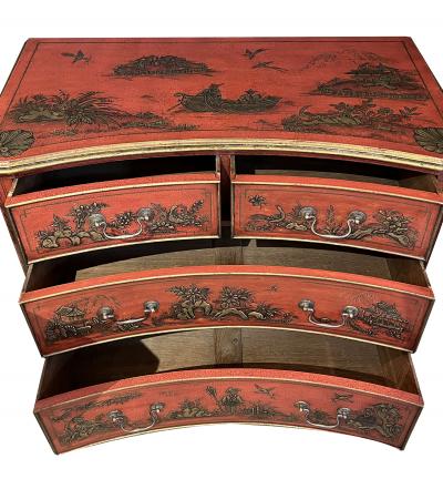 Pair of English George II Style Red Japanned Chests