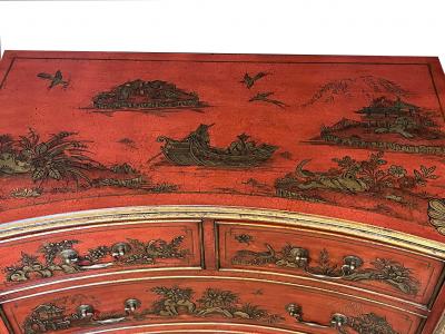 Pair of English George II Style Red Japanned Chests