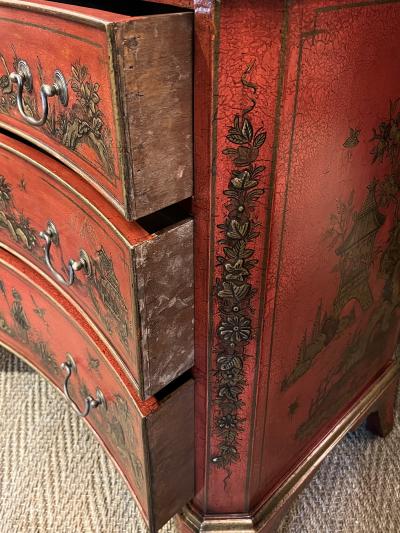Pair of English George II Style Red Japanned Chests