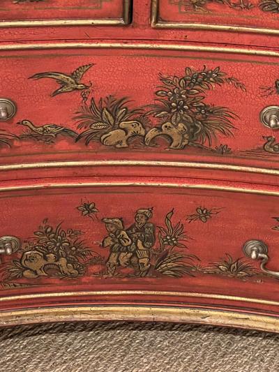 Pair of English George II Style Red Japanned Chests