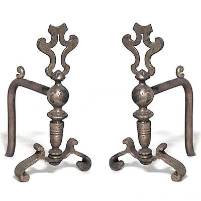 Pair of English Georgian Brass Andirons