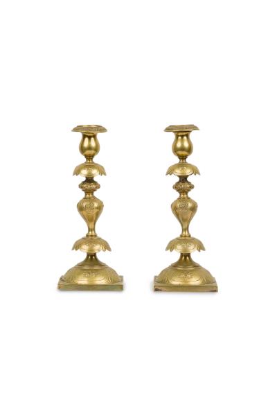 Pair of English Georgian Brass Candle Holder
