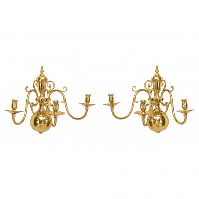 Pair of English Georgian Brass Wall Sconces