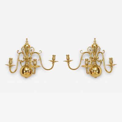Pair of English Georgian Brass Wall Sconces