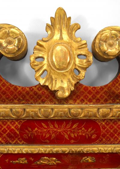 Pair of English Georgian Chinoiserie Decorated Wall Mirrors