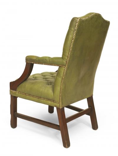 Pair of English Georgian Green Tufted Chairs